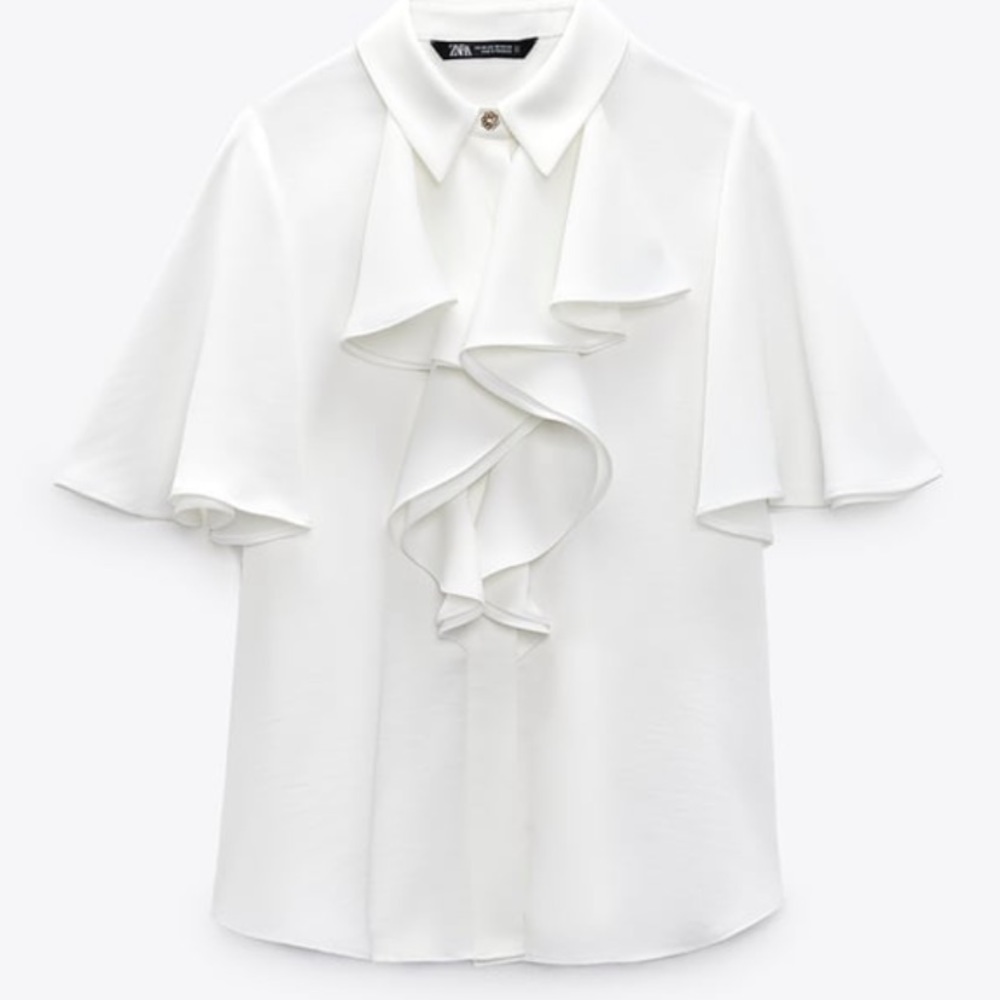 Ruffled satin shirt